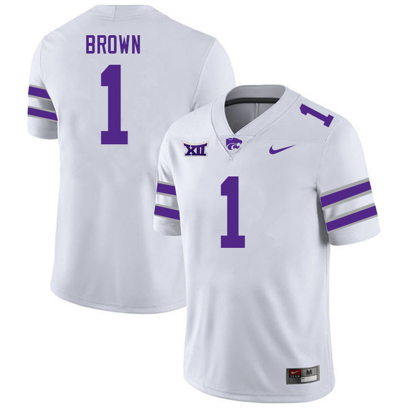 #1 Jayce Brown Kansas State Wildcats Fotball Jerseys Stitched Sale-White